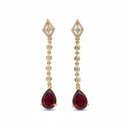 Etnico Gold Plated American Diamond Cubic Zirconia Linear Drop Dangler Earrings