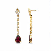 Etnico Gold Plated American Diamond Cubic Zirconia Linear Drop Dangler Earrings