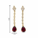 Etnico Gold Plated American Diamond Cubic Zirconia Linear Drop Dangler Earrings