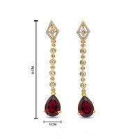 Etnico Gold Plated American Diamond Cubic Zirconia Linear Drop Dangler Earrings
