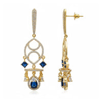 Etnico Gold Plated American Diamond Cubic Zirconia Statement Dangler Earrings