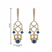 Etnico Gold Plated American Diamond Cubic Zirconia Statement Dangler Earrings