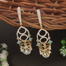 Etnico Gold Plated American Diamond Cubic Zirconia Statement Dangler Earrings
