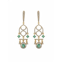 Etnico Gold Plated American Diamond Cubic Zirconia Statement Dangler Earrings