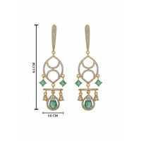 Etnico Gold Plated American Diamond Cubic Zirconia Statement Dangler Earrings