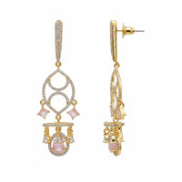 Etnico Gold Plated American Diamond Cubic Zirconia Statement Dangler Earrings