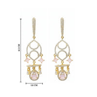Etnico Gold Plated American Diamond Cubic Zirconia Statement Dangler Earrings