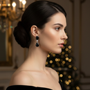 Etnico Silver Plated Designer American Diamond Earrings for Women 