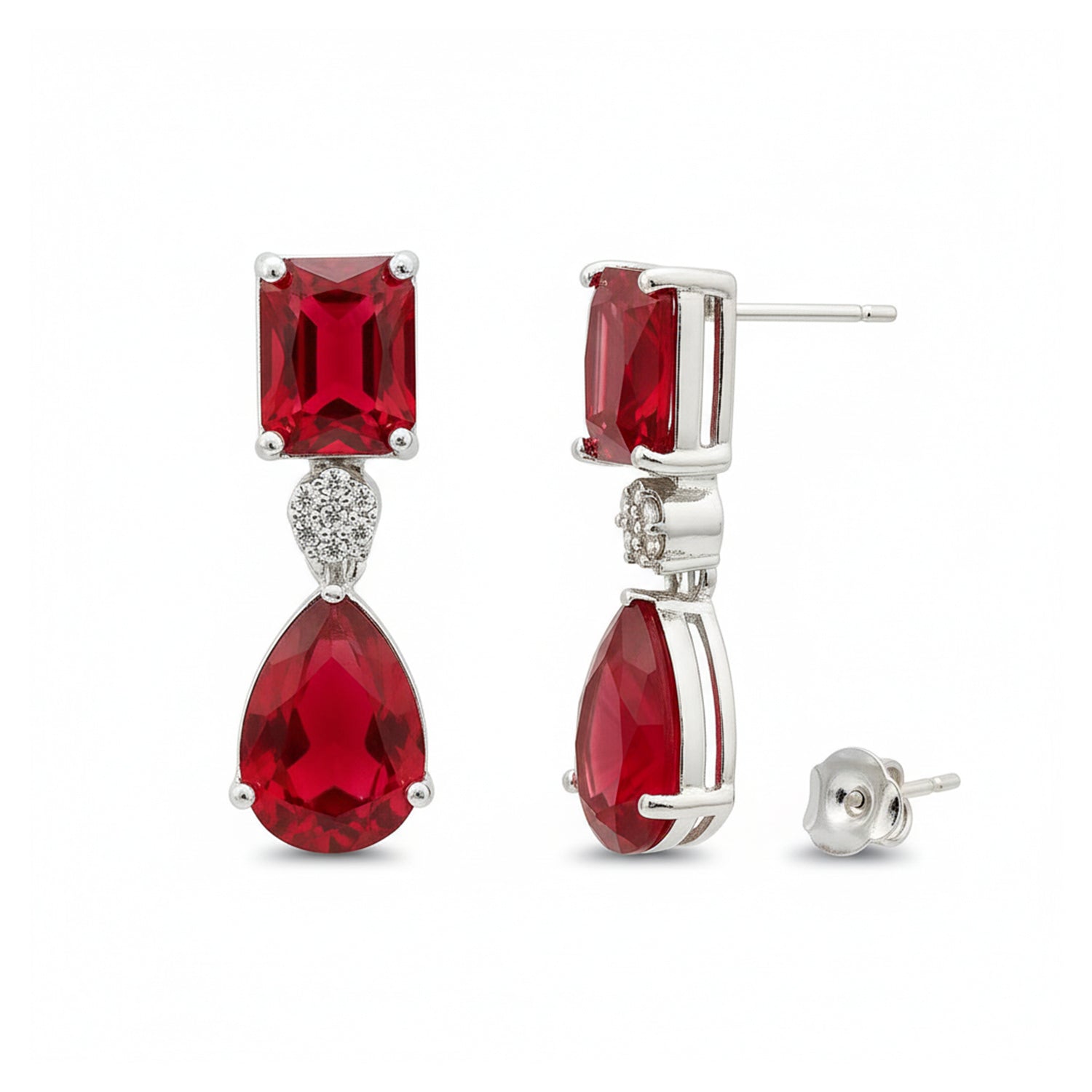 Etnico Silver Plated Designer American Diamond Earrings for Women