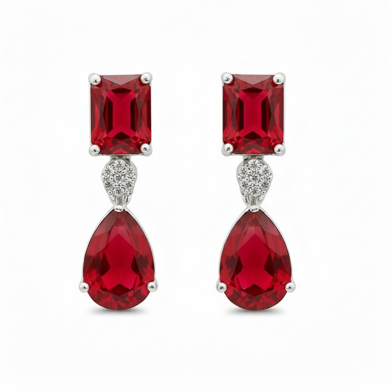 Etnico Silver Plated Designer American Diamond Earrings for Women