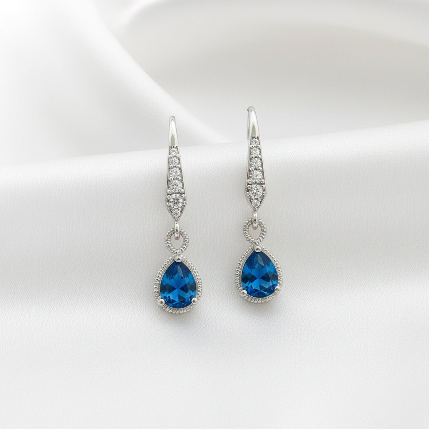 Etnico Silver Plated Designer American Diamond Earrings for Women