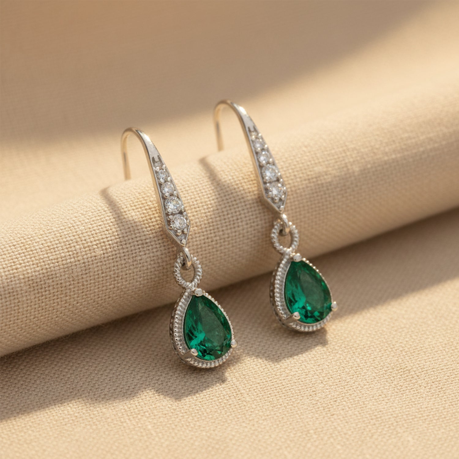 Etnico Silver Plated Designer American Diamond Earrings for Women