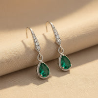 Etnico Silver Plated Designer American Diamond Earrings for Women