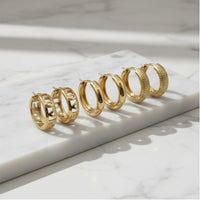 Etnico Pack of 3 Gold Plated Fashion Stylish Hoop Earrings for Women