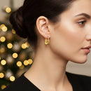 Etnico Pack of 3 Gold Plated Fashion Stylish Geometric Hoop Earrings for Women