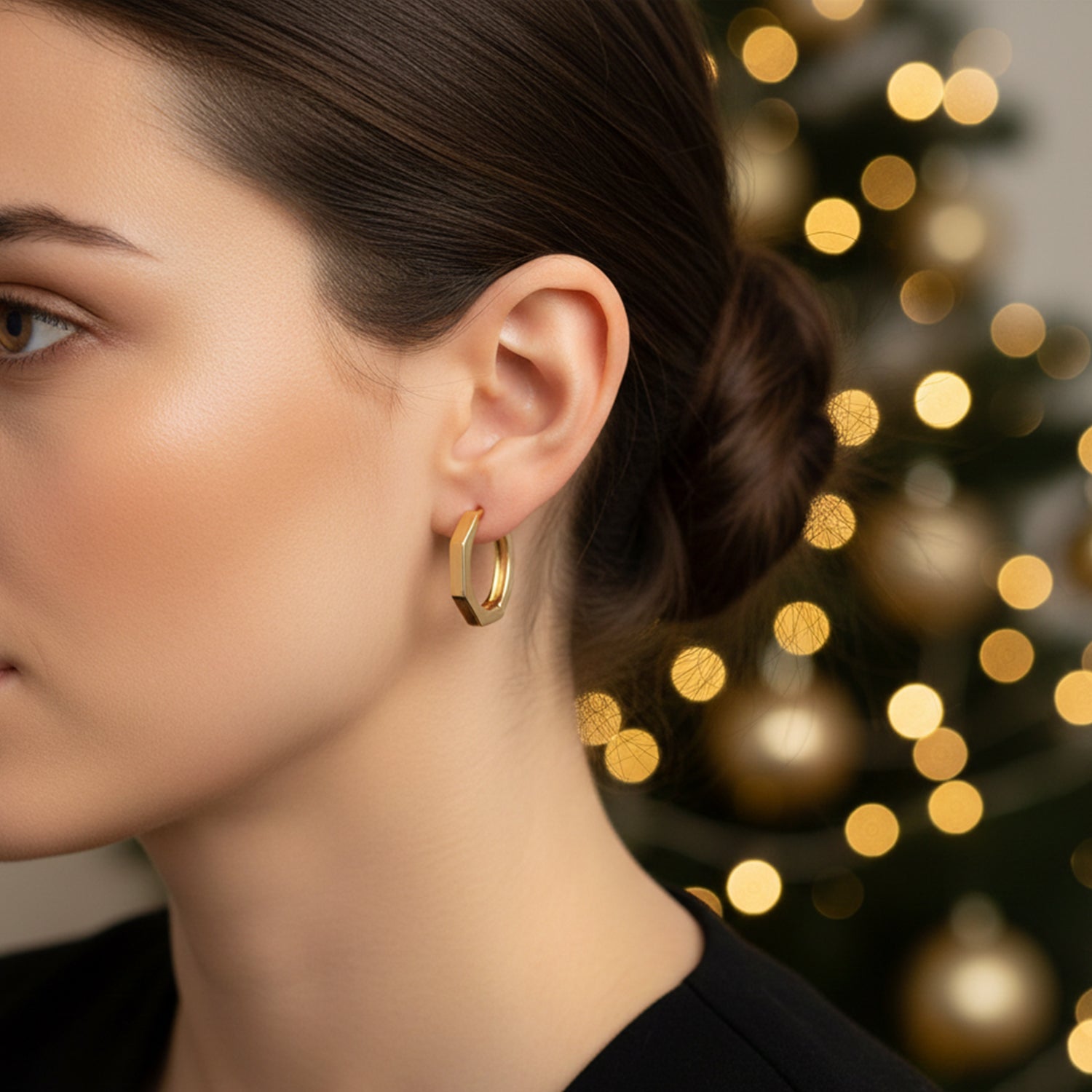 Etnico Pack of 3 Gold Plated Fashion Stylish Geometric Hoop Earrings for Women