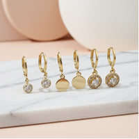 Etnico Gold Plated Fashion Stylish 3-Pair Drop Earrings Set for Women