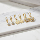 Etnico Gold Plated Fashion Stylish 3-Pair Drop Earrings Set for Women