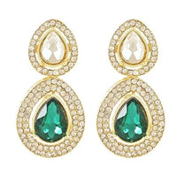 Etnico Gold Plated Traditional Stone & Beads Tear Drop Earrings For Women