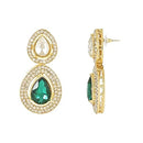 Etnico Gold Plated Traditional Stone & Beads Tear Drop Earrings For Women