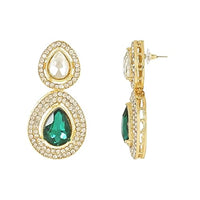 Etnico Gold Plated Traditional Stone & Beads Tear Drop Earrings For Women