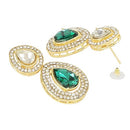 Etnico Gold Plated Traditional Stone & Beads Tear Drop Earrings For Women