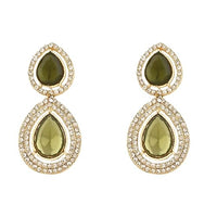 Etnico Gold Plated Traditional Stone & Beads Tear Drop Earrings For Women