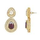 Etnico Gold Plated Traditional Stone & Beads Tear Drop Earrings For Women