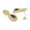 Etnico Gold Plated Traditional Stone & Beads Tear Drop Earrings For Women