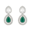 Etnico Silver Plated Traditional Stone & Beads Tear Drop Earrings For Women