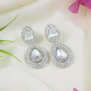 Etnico Silver Plated Traditional Stone & Beads Tear Drop Earrings For Women