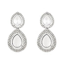 Etnico Silver Plated Traditional Stone & Beads Tear Drop Earrings For Women