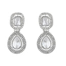 Etnico Silver Plated Traditional Stone & Beads Tear Drop Earrings For Women