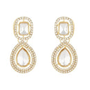 Etnico Gold Plated Traditional Stone & Beads Tear Drop Earrings For Women