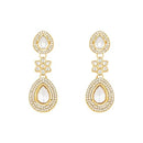Etnico Gold Plated Traditional Stone & Beads Tear Drop Earrings For Women