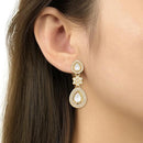 Etnico Gold Plated Traditional Stone & Beads Tear Drop Earrings For Women