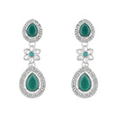 Etnico Silver Plated Traditional Stone & Beads Tear Drop Earrings For Women