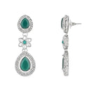 Etnico Silver Plated Traditional Stone & Beads Tear Drop Earrings For Women