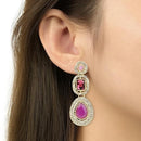 Etnico Gold Plated Traditional Stone & Beads Tear Drop Earrings For Women