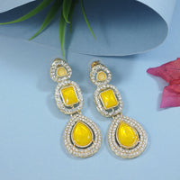 Etnico Gold Plated Traditional Stone & Beads Tear Drop Earrings For Women