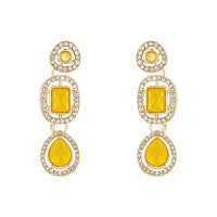 Etnico Gold Plated Traditional Stone & Beads Tear Drop Earrings For Women