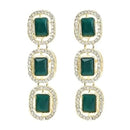 Etnico Gold Plated Mother's Day Special Traditional Green Stone Drop Dangle Earrings For Women 