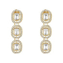 Etnico Gold Plated Traditional White Stone Drop Dangle Earrings For Women