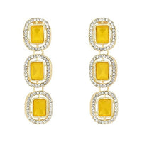 Etnico Gold Plated Traditional White Stone Drop Dangle Earrings For Women