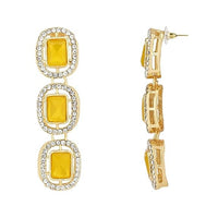 Etnico Gold Plated Traditional White Stone Drop Dangle Earrings For Women
