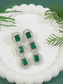 Etnico Silver Plated Traditional White Stone Drop Dangle Earrings For Women