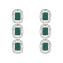 Etnico Silver Plated Traditional White Stone Drop Dangle Earrings For Women