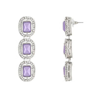 Etnico Silver Plated Traditional White Stone Drop Dangle Earrings For Women