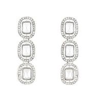 Etnico Gold Plated Traditional White Stone Drop Dangle Earrings For Women