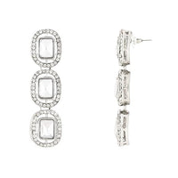 Etnico Gold Plated Traditional White Stone Drop Dangle Earrings For Women